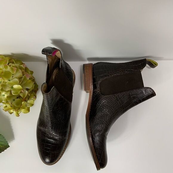 JOULES WESTBOURNE Crocodile print leather Chelsea booties - Picture 2 of 6
